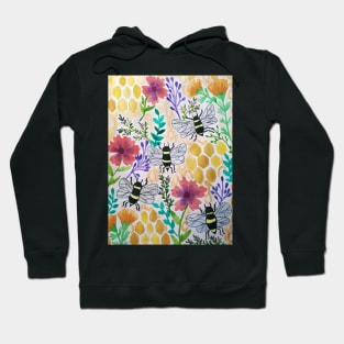 Honey bees, flowers and honey combs Hoodie